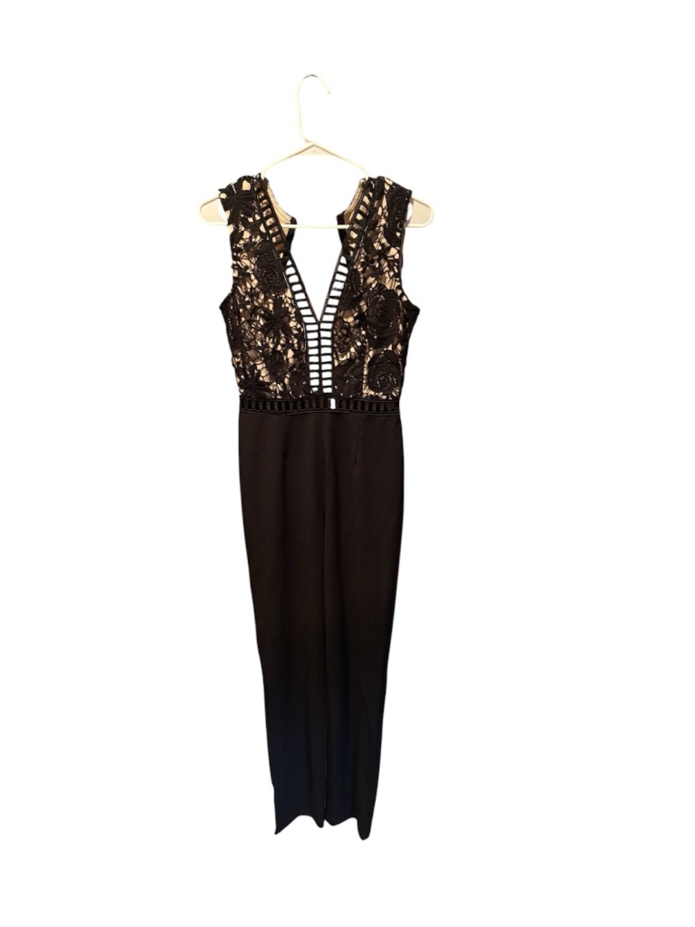 Love X Design Lace & Lattice Jumpsuit in Black Small NWT FLAWED